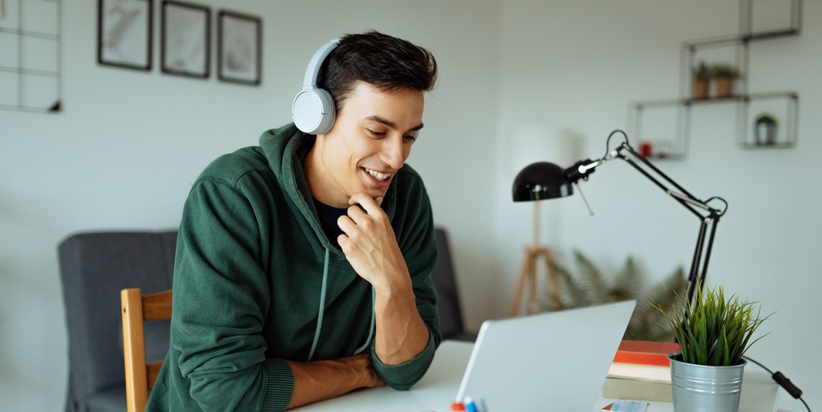 man working at desk