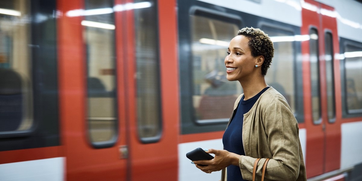 woman waiting for subway